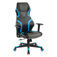 OSP Home Furnishings ROG25-BLU Rogue Gaming Chair in Black Faux Leather with Blue Trim and Accents with Controllable RGB LED Light piping.